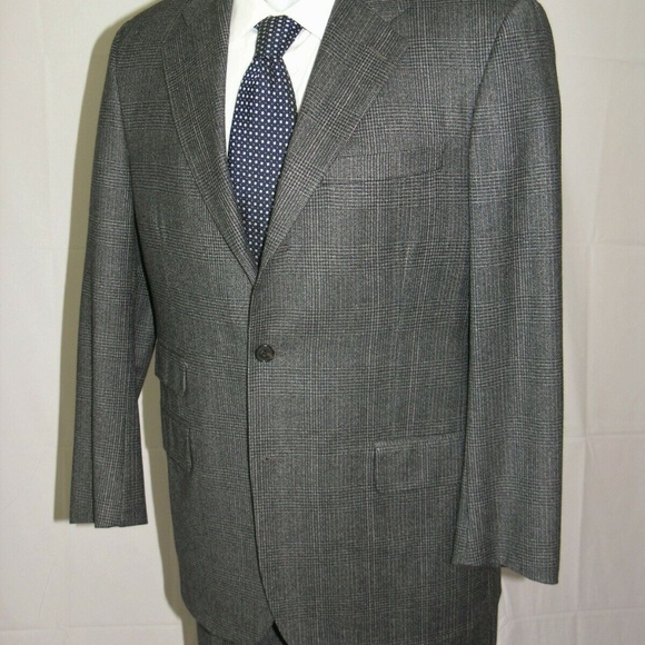 Brooks Brothers Golden Fleece Martin Greenfield Gray Plaid 3/2 Suit 41R